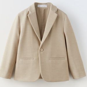 Zara Boys Stretch Suit Jacket Beige/Linen type fabric - like new - 10
